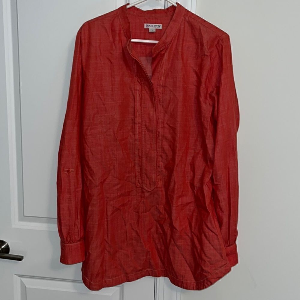 Orange long convertible rollup casual Orange Red Pendleton Tunic XL women’s